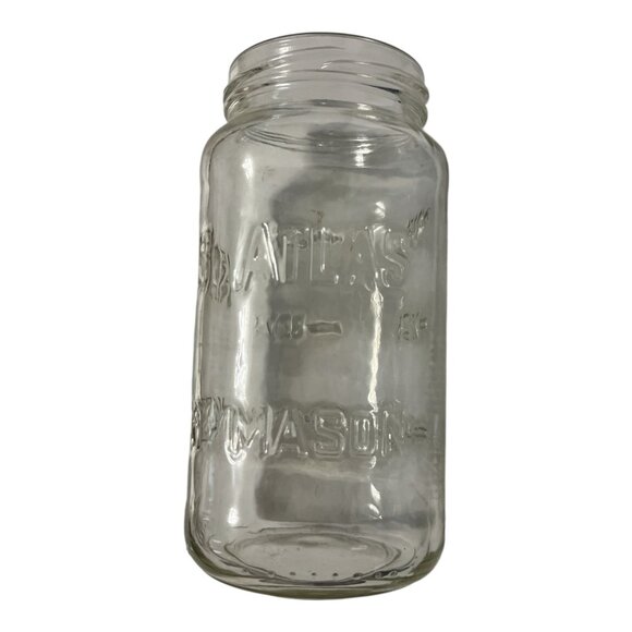 Vintage Atlas Mason Jar – Clear Glass Quart Canning Jar – Mid 20th Century - Picture 2 of 6